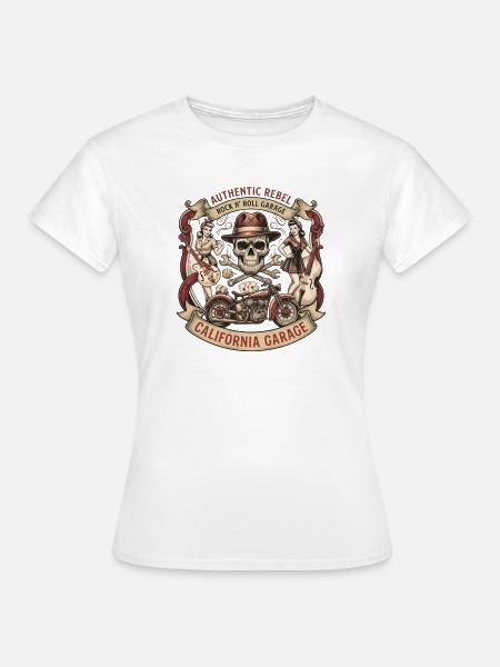California Rebel Skull Garage - Frauen T-Shirt - Weiß