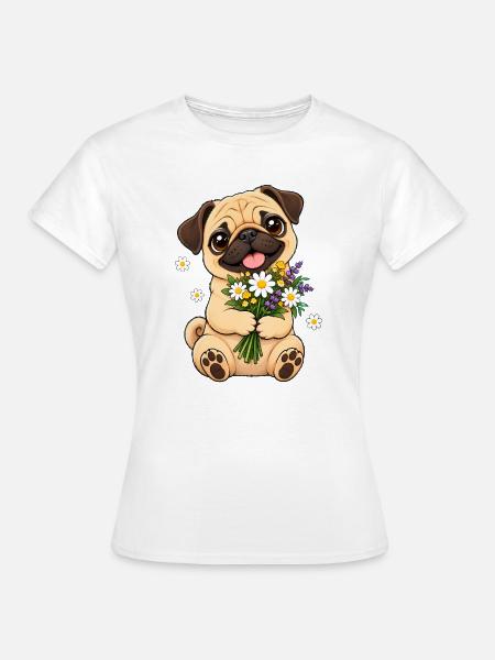 Mops Hund süßer Mops niedlicher Mops - Frauen T-Shirt - Weiß