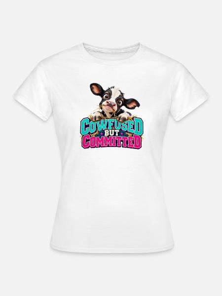 Cowfused But Committed - Frauen T-Shirt - Weiß