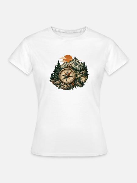 Kompasspfad im Bergwald - Frauen T-Shirt - Weiß
