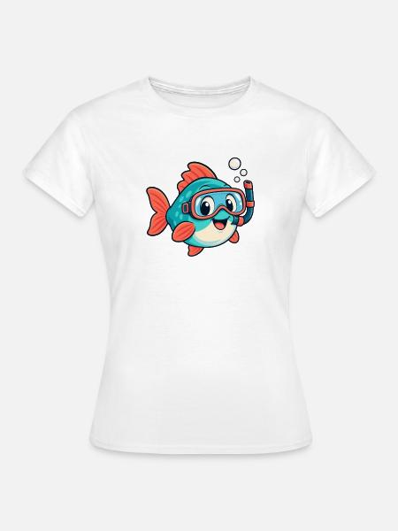Fisch mit Schnorchel - Frauen T-Shirt - Weiß