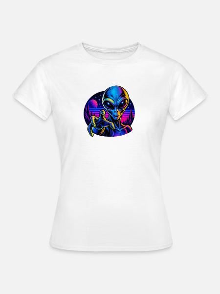 Neonalien Hand im All - Frauen T-Shirt - Weiß