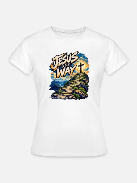 Jesus ist der Weg – Kreuzpfad - Frauen T-Shirt - Weiß