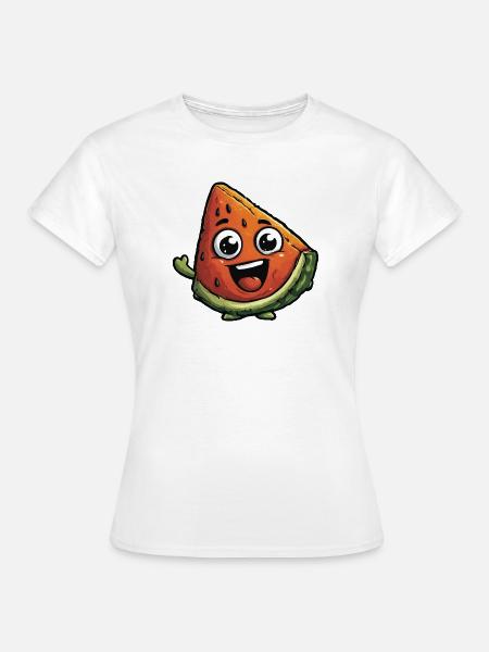 Lachende Wassermelonenscheibe - Frauen T-Shirt - Weiß