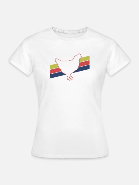 Huhn Silhouette Retro - Frauen T-Shirt - Weiß