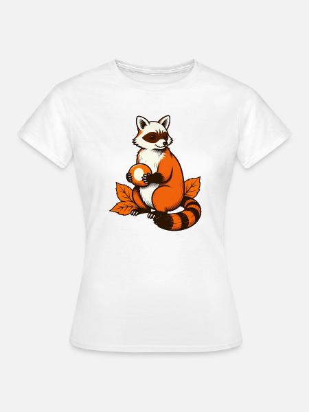 Waschbär mit Kastanie - Frauen T-Shirt - Weiß