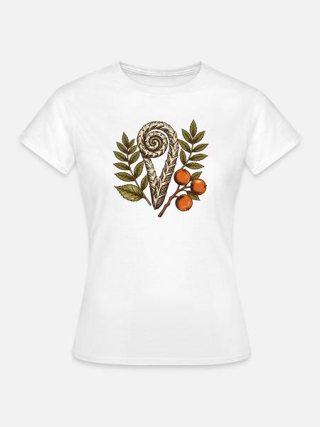 Farnrolle und Herbstbeeren - Frauen T-Shirt - Weiß