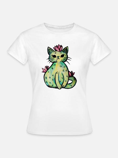 Pastell-Blumenkatzen-Skizze - Frauen T-Shirt - Weiß