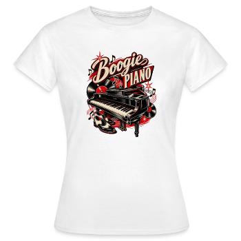 Boogie Piano – Rock'n'Roll & 50er Musik - Frauen T-Shirt - Weiß - Vorne - AI Model Female 172 dark (172cm)