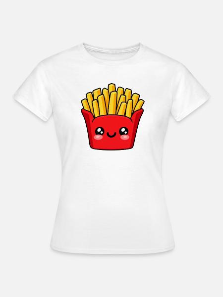 Kawaii Pommes Frites Lächeln - Frauen T-Shirt - Weiß