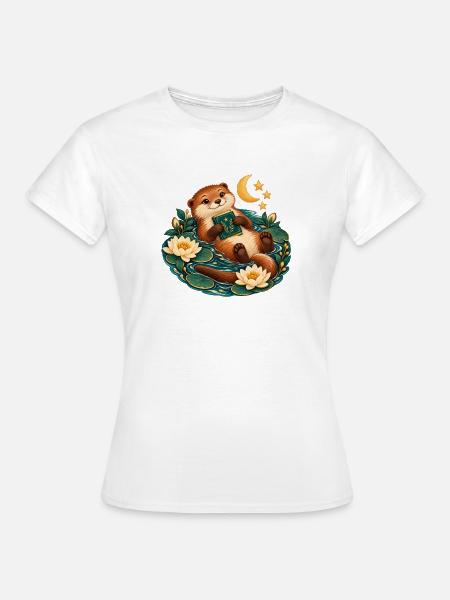 Otter Reader am Teich - Frauen T-Shirt - Weiß