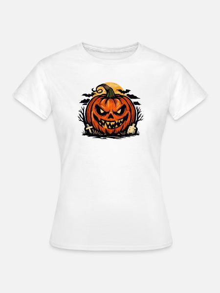 Grimmiger Halloween Kürbis - Frauen T-Shirt - Weiß