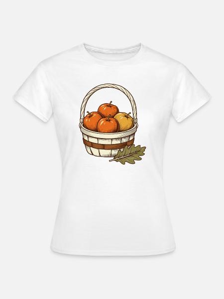 Apfelernte im Korb - Frauen T-Shirt - Weiß