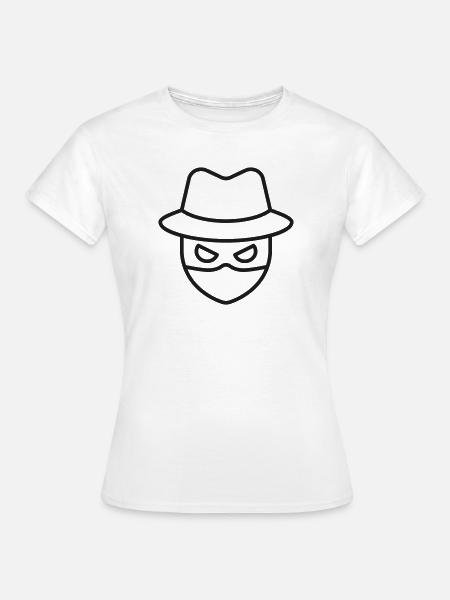 Maskierter Hacker-Linien-Symbol - Frauen T-Shirt - Weiß