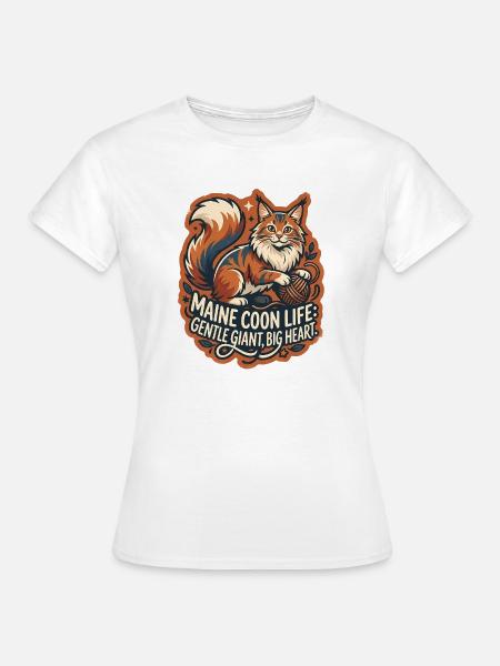 Maine Coon Cat Big Fluffy Yarn - Frauen T-Shirt - Weiß