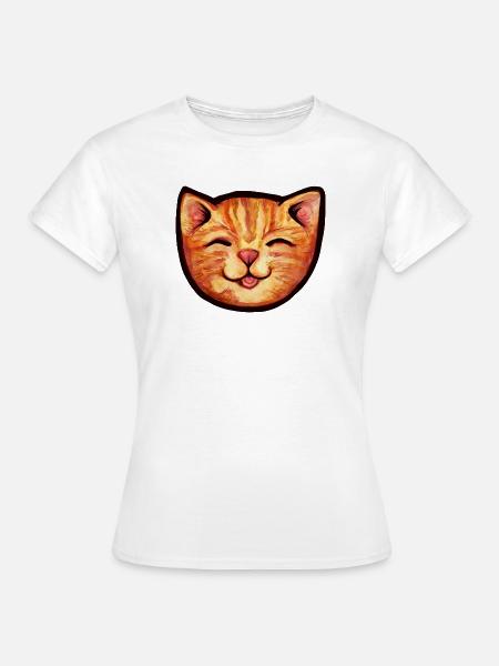 Sonnenkat Aquarell Lächeln - Frauen T-Shirt - Weiß