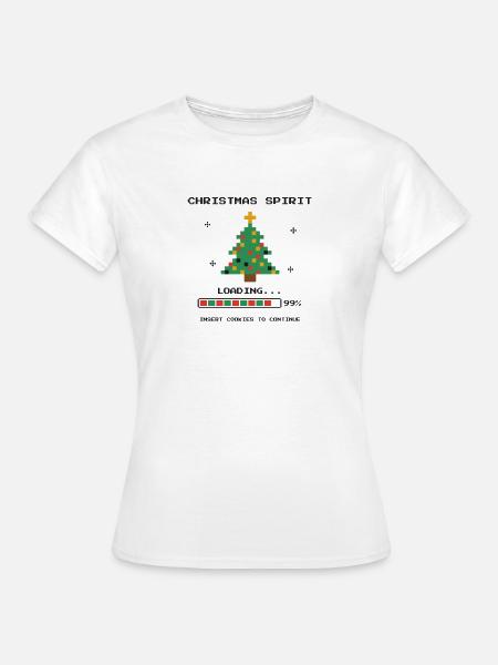 Pixel 8-Bit-Weihnachtsbaum - Frauen T-Shirt - Weiß