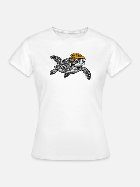 Schildkröte in Strickmütze - Frauen T-Shirt - Weiß