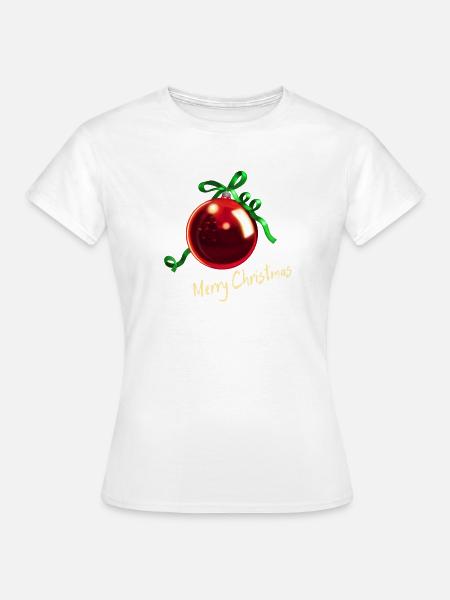 Christbaumkugel Rot - Merry Christmas - Frauen T-Shirt - Weiß