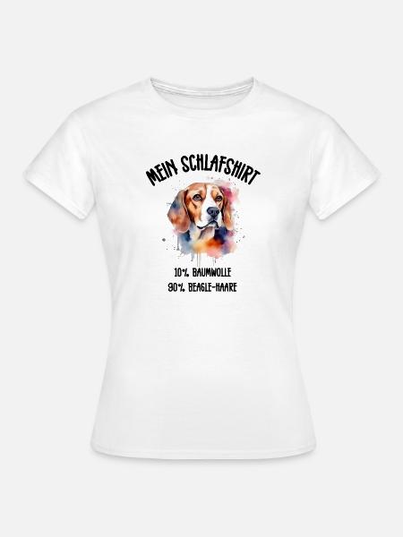 Beagle Porträt Aquarell Schlafshirt - Frauen T-Shirt - Weiß