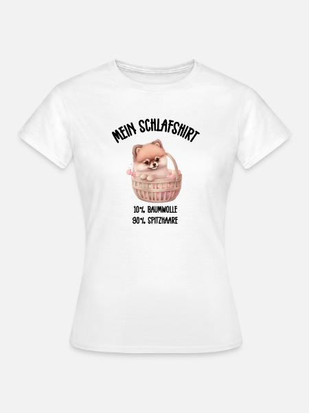 Zwergspitz Korb Herzen Schlafshirt - Frauen T-Shirt - Weiß