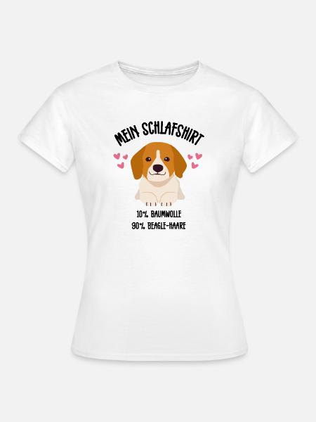 Beagle Comic Welpe Herzen Schlafshirt - Frauen T-Shirt - Weiß