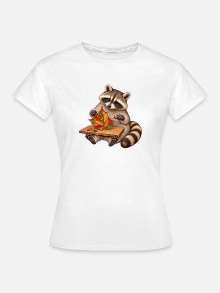 Waschbär baut einen Glas-Blattanhänger - Frauen T-Shirt - Weiß