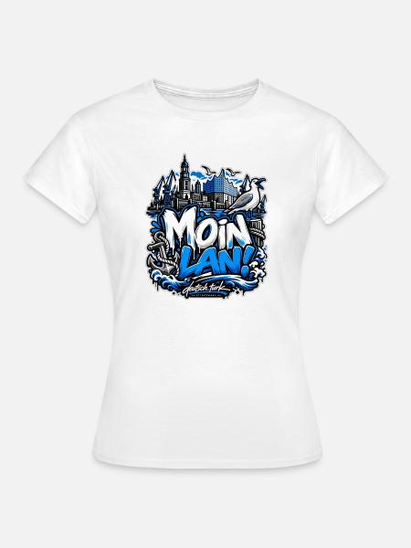 MOIN LAN! – Hamburg Streetwear - Frauen T-Shirt - Weiß