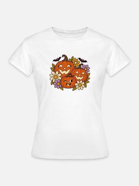 Kürbisfreude Herbstblumen - Frauen T-Shirt - Weiß