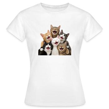 Katzenlachen in einer mehrfarbigen Horde - Frauen T-Shirt - Weiß - Vorne - AI Model Female 172 dark (172cm)