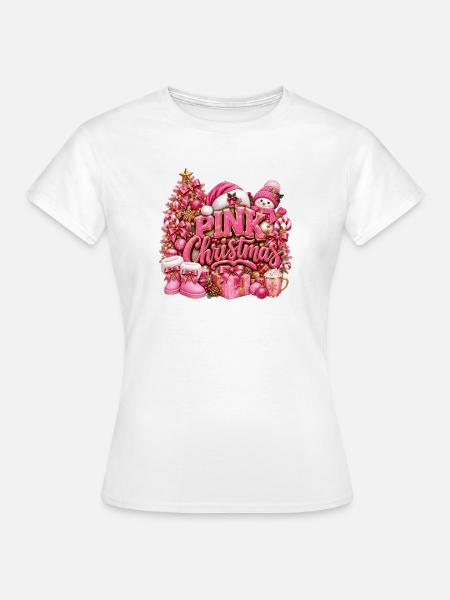 Weihnachtsrosa Glitzer und Geschenke - Frauen T-Shirt - Weiß