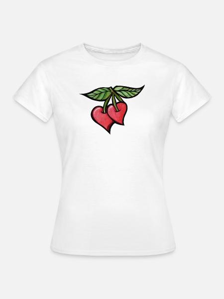 Cherries Aquarell Duo - Frauen T-Shirt - Weiß