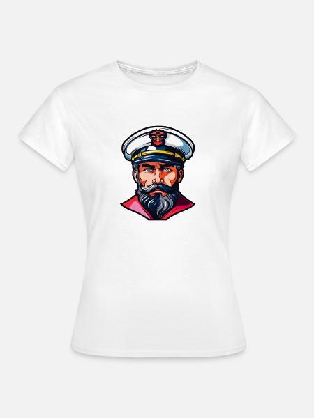 Kapitän mit weißem Uniformhut - Frauen T-Shirt - Weiß