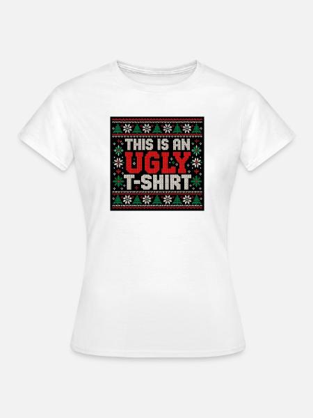 Hässlicher Pullover Winterhemd - Frauen T-Shirt - Weiß