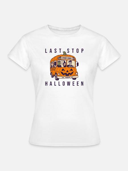 Pumpkin Bus Spooky School Halloween - Frauen T-Shirt - Weiß