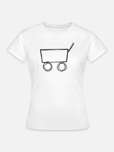 Bollerwagen handgezeichnet - Frauen T-Shirt - Weiß