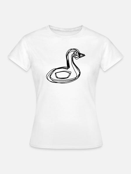 Schwan handgezeichnet - Frauen T-Shirt - Weiß