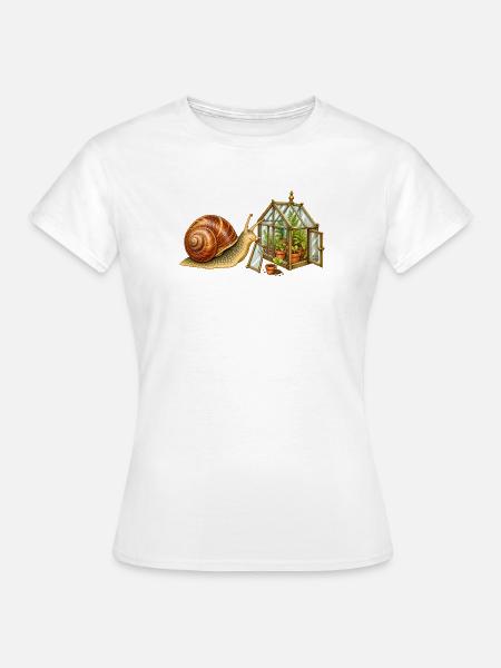 Schnecke mit kleinem Gewächshaus - Frauen T-Shirt - Weiß