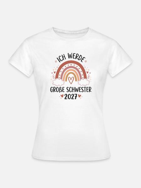 Große Schwester 2027 Boho Regenbogen - Frauen T-Shirt - Weiß
