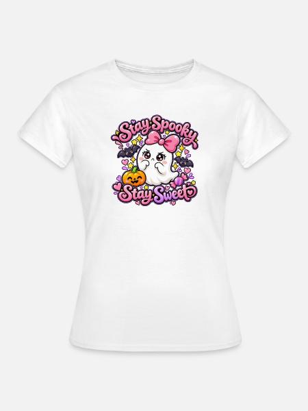 Halloween Geist mit Kürbis - Frauen T-Shirt - Weiß