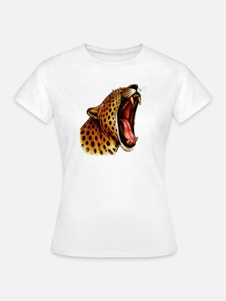 Intensive-farbger Leopardenkopf Roar - Frauen T-Shirt - Weiß