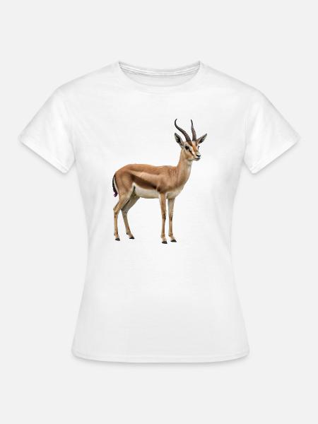 Gazellen-Silhouette im Goldenen Horizont - Frauen T-Shirt - Weiß
