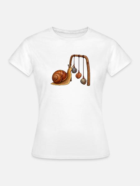 Schnecke mit Kiesel-Mobile - Frauen T-Shirt - Weiß