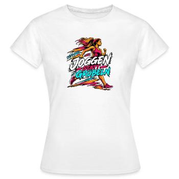 Joggen statt Grübeln – Läuferin - Frauen T-Shirt - Weiß - Vorne - AI Model Female 172 dark (172cm)