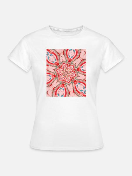 Kaleidoskope rosa-rot Mandala  - Frauen T-Shirt - Weiß