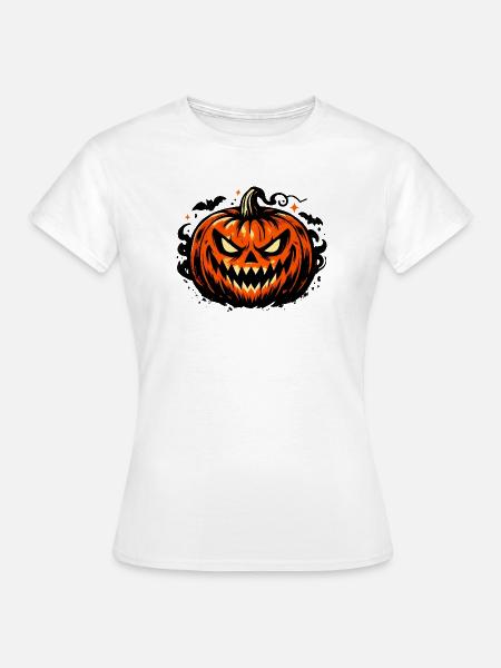 Grimmiges Kürbisgesicht Halloween - Frauen T-Shirt - Weiß