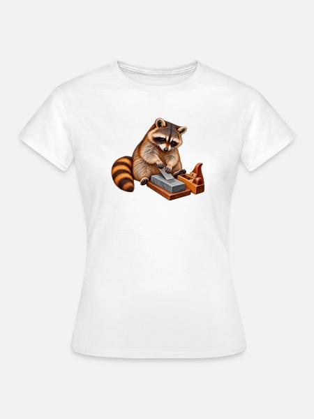 Waschbär schärft einen Handhobel - Frauen T-Shirt - Weiß