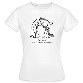 Inflation – Der wahre Halloween-Horror - Frauen T-Shirt - Weiß - Vorne - AI Model Female 172 dark (172cm)