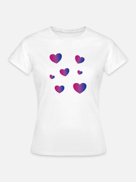 Bi Pride Herzen - Frauen T-Shirt - Weiß