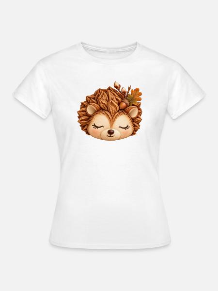Niedlicher Igel im Herbstlaub - Frauen T-Shirt - Weiß